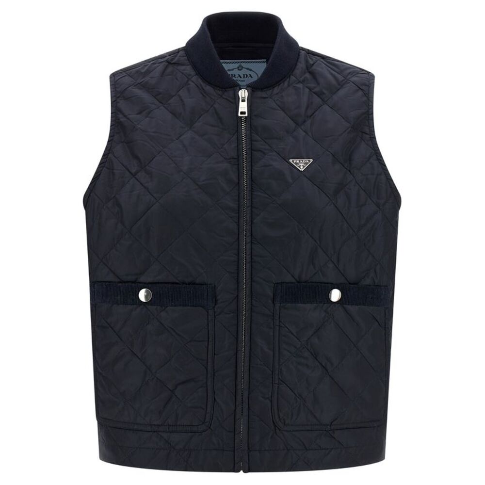 Prada Blue Recycled Polyamide Sleeveless Women's Jacket